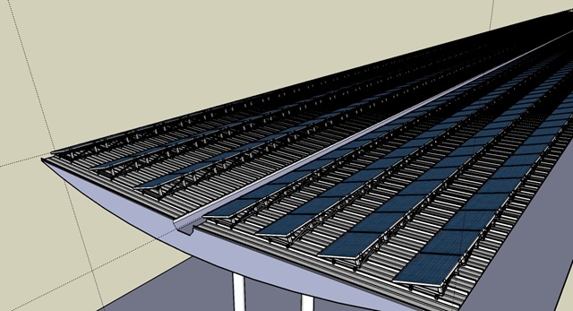 Modell der Solarstromanlage, die in Kürze auf dem Dach des Rüsselsheimer Bahnhofes realisiert wird